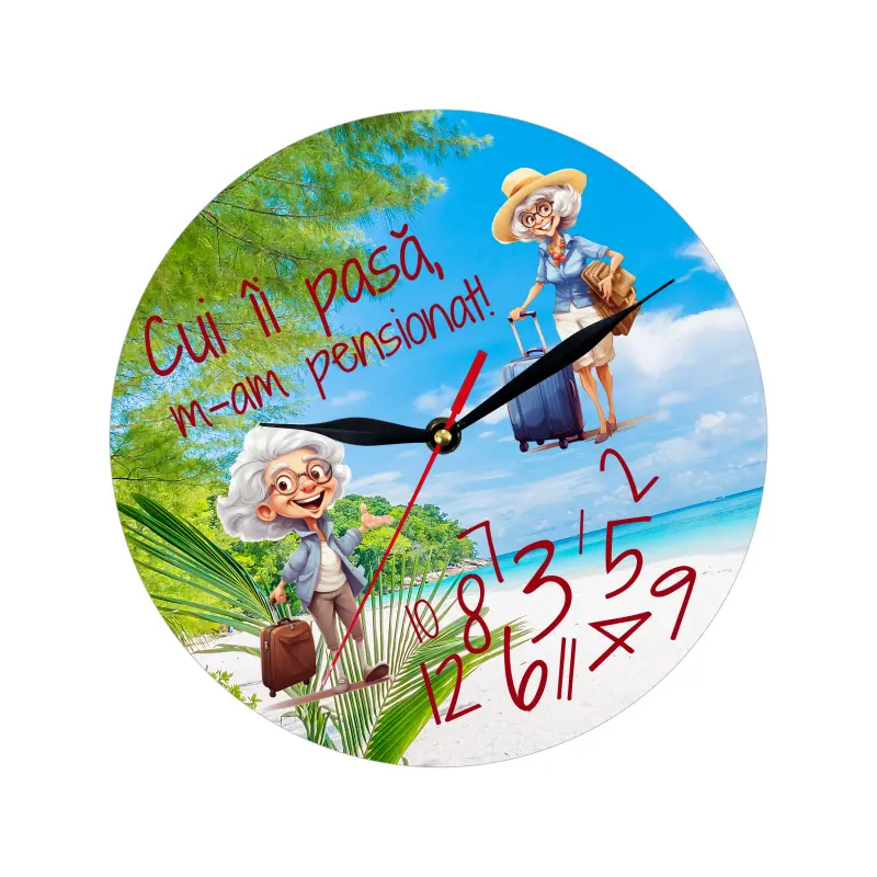 Cui ii pasa m-am pensionat, ceas lemn de perete, model 11